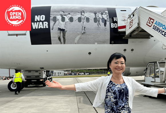 'The Napalm Girl' aboard Open Arms 10th humanitarian flight 